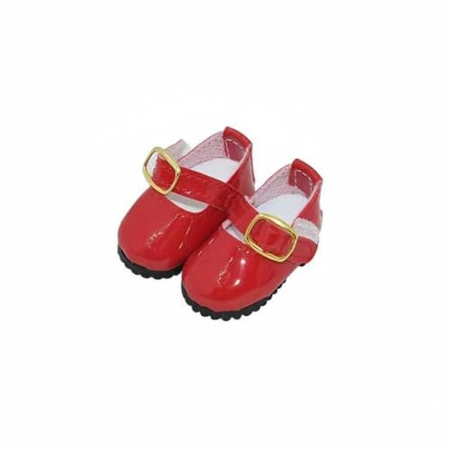 Qianly bjd Puppenschuhe Lack-Optik 45mm Puppenschuhe in Mehreren Farben erhältlich Mini-Lackschuhe für Puppen für Puppensammler, Bastler, Puppenfotografie , Rot , Std 15CM Puppe