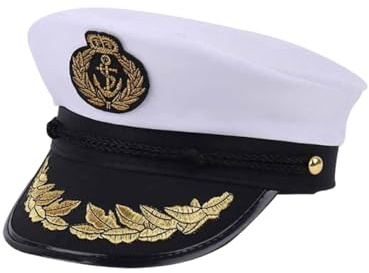 LUDHEP Kapitänsmütze für Erwachsene, Klassische Seemannsmütze mit goldenen Verzierungen, Yacht Matrosenmütze, Mottoparty Accessoires, für Karneval, Fasching & Mottoparty, Herren und Damen