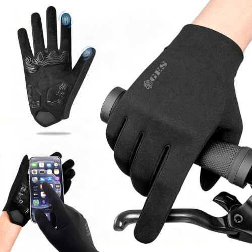 GES Vollfinger-Fahrradhandschuhe – Atmungsaktive Touchscreen-Handschuhe, Flexibler Grip, komfortable Polsterung für Mountainbike, Rennrad, Wandern und Laufen – für Damen und Herren