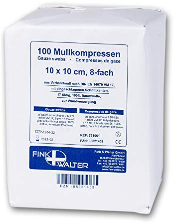 Mullkompressen 10x10cm, 8-fach, Packung à 100 Stück, FIWA®komp, Fink & Walter