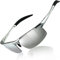 DUCO Herren Sportbrille Polarisierte Sonnenbrille Fahrerbrille Ultraleichte Al-Mg Metallrahmen UV400-Schutz Männer Sonnenbrillen 8177S (Silber, Mercury Spiegel)