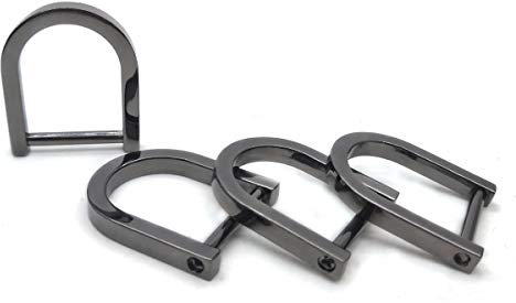 4 Pcs 3/4 inch Black D-Rings with Screw Shackle Horseshoe U Shape Dee Ring DIY Leather Craft Purse Keychain Accessories