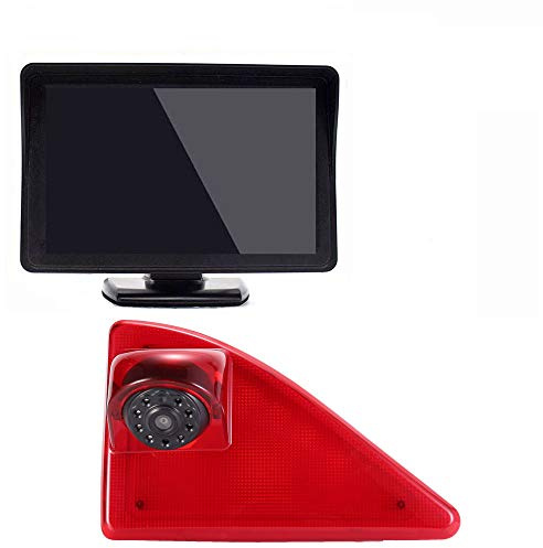 Bremsleuchte Rückfahrkamera + 4.3 Zoll TFT LCD Farbdisplay Auto Monitor, Nachtsicht HD Rückfahrkamera Set Ersatz für Opel Vauxhall Movano ab 2010/Renault Master ab 2010/Nissan NV400 ab 2010