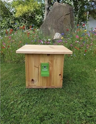 Hummelkasten Hummelhaus Hummelhotel Hummelhäuschen Hummelnistkasten Garten in Natur mit Sichtscheibe
