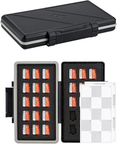 JJC Funda de Tarjeta de Memoria Resistente al Agua para Micro SD, SDXC, SDHCSD Cadr, Estuche de Transporte para Tarjetas de Memoria MSD