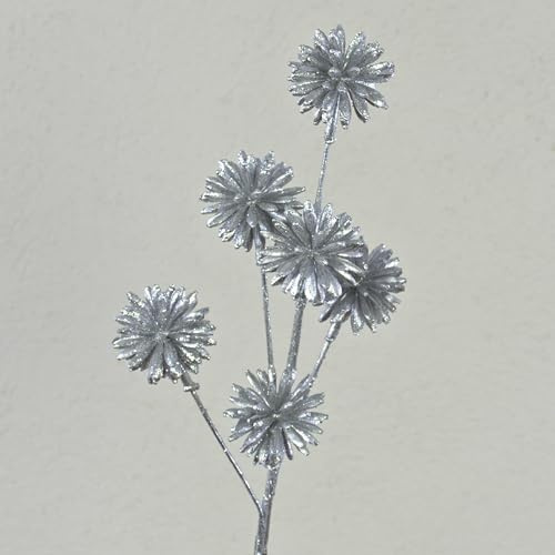 artplants.de Kunst Kornblume BIRNA, Glitzer, Silber, 55cm, Ø5cm - Künstliche Kornblume