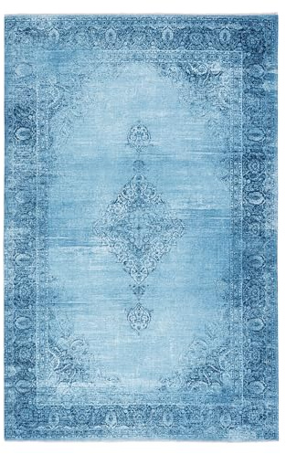 Kelim Vintage Teppich Wohnzimmer Jeans Blau 80 X 145 cm - Moderner Kurzflor Teppich - Super Soft