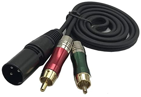 LiKuCo 3.3FT XLR Male to Dual RCA Male Y Splitter Cable, Unbalanced 2 RCA/Phono Plug to 1 XLR Splitter Duplicator Lead Y-Cable Adapter