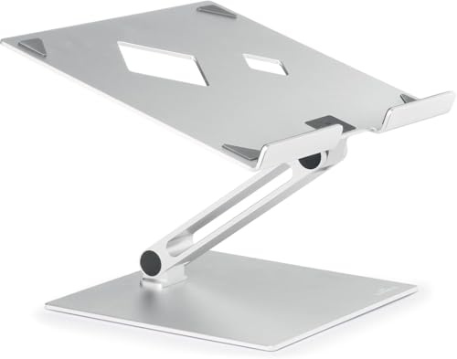 Durable Laptop Ständer Tisch, Notebook Halterung, silber, 505023 | Aluminium Halter fuer 10-17 Zoll Geraete, Tablet Staender, faltbar, stufenlos hoehenverstellbar, rutschfest, stabil