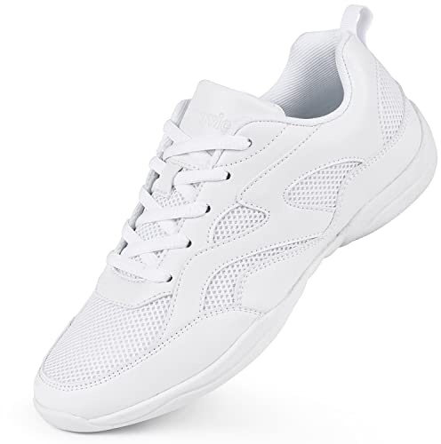 Smapavic Cheer Shoes for Women White Cheerleading Dance Shoes Training Athletic Comfortable Sneakers Size 7