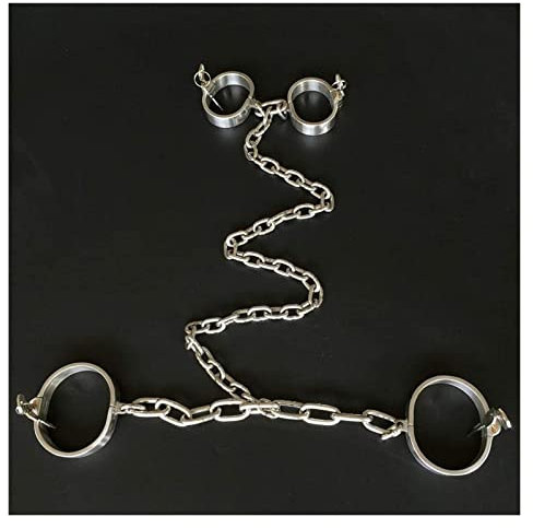 ROLOL Edelstahl abschließbar Halsband Hand Fußfesseln SM Tool Restraint Handschellen Bein Eisen Fesseln für Paare,Handcuffs -Halsbänder