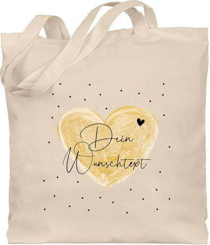 Baumwolltasche - Aufdruck selbst gestalten - Dein Wunschtext I Geschenk personalisiert Weihnachten I Vatertag I Muttertag I Geburtstag - Unisize - Naturweiß - herz bag jutebeutel