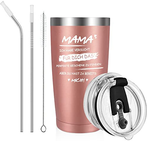 Livole Mama Muttertag Geschenk von Tochter, Shon, Weihnachtsgeschenke für Die Mutter, Lustige Geschenke für Mütter, Mama, 20oz Thermobecher Kaffee to go, 600ml Edelstahl Becher für Kaffee, Matsch