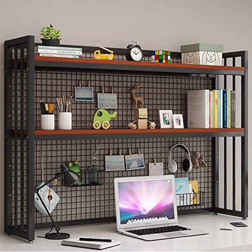 Hohes Bücherregal 2-Layer-Stahlrahmen-Desktop-Regal-Büro-Speicher-Rack-Desktop-Bücherregal mit dem Verhindern des fallenden Metallgitters und einstellbarer Bodenhöhe-Display-Organizer Bücherregale ( C