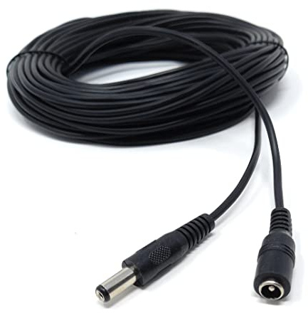 DRUT DC Power Plug to Socket Male to Female, 20m, 5.5mm x 2.1mm, Black