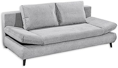 SUNNY Bequemes Schlafsofa mit Bettkasten, Hellgrau - Ausziehbares Sofa mit Schlaffunktion - 212 x 76 (88) X 101 cm (B/H/T)