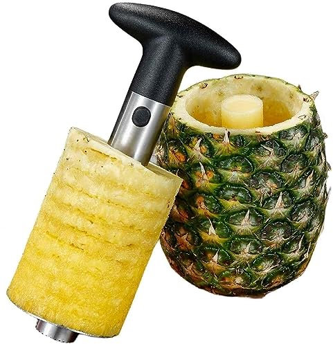 VATUKOK Pineapple Corer and Slicer Tool, Premium Pineapple Cutter, Stainless Steel, Black, Easy to Use/Clean, Reinforced Sharp Blades