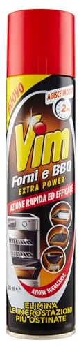 VIM Forno e BBQ, Detergente Igienizzante, Spray per Forno, Teglie, Griglie, Barbecue, Bistecchiere e Padelle Incrostate, Rimuove lo Sporco Più Ostinato, Residui di Grasso e Incrostazioni, 300 ml