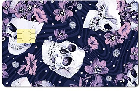 CREATCABIN 4 Stück Kartenhüllen-Aufkleber Rosen-Schädel Personalisierbar Bankkartenaufkleber Schlank Abnehmbar Wasserdicht Selbstklebend Kreditkartenhülle Für Schlüsselkarten Abdeckung 186.3x137.3mm