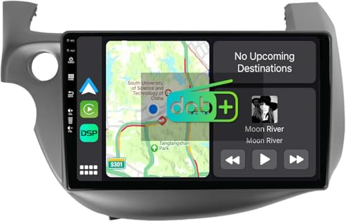 YUNTX [DAB-4G+64G] Android 14 Autoradio Radio de Voiture pour Honda Fit Jazz (2007-2014)-[Intégré Dab/CarPlay Android Auto/DSP/GPS]-MIC+Caméra-Lien Miroir/IPS 2.5D 9 Écran Tactile/Fastboot