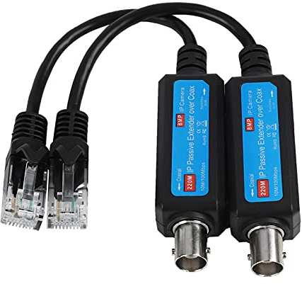 QANYEGN 1 Paar 10 Bis 100 Mbit/s 1-Kanal-Passiv-Video-Balun, IP-Netzwerk-Koaxial-Sender-Empfänger-Extender, Für IP-NVR-Kamera