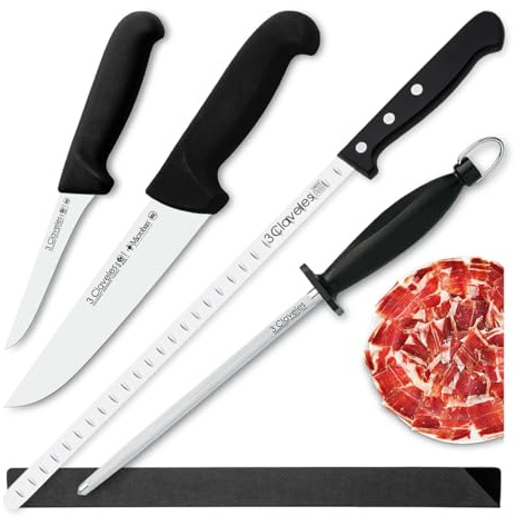 Professionell knivsats med urval av Master Chef, Alveolerad Jamoner, 29 cm och tillbehör (3C GOURMET)
