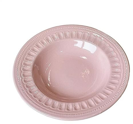 ULTRAWAVE Plato de Cena Plato de cena de cerámica for el hogar, cocina, restaurante, cafetería, plato de postre, plato de ensalada, plato hondo redondo rosa, plato plano Platos para Platos