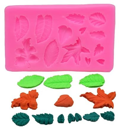 VeEthi Moldes Tartas Silicona 4 Piezas De Herramientas Para Hornear, Rectangulares De 13 Agujeros, Moldes De Silicona Líquida De Hojas, Moldes Para Hornear De Silicona De Arcilla Ultraligera