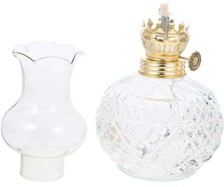 AOKWAWALIY Lámpara de queroseno de cristal, lámpara de aceite pequeña, lámparas de aceite para interiores, lámpara de queroseno retro, lámpara de queroseno, lámpara de aceite vintage, globo de