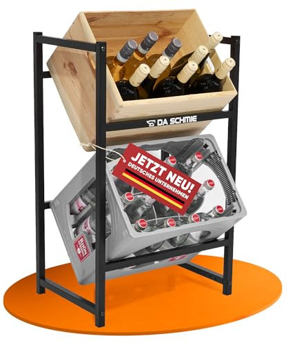 DA SCHMIE stabiles Getränkekistenregal für 2 Kisten Getränkeregal Kistenregal Bierkistenregal Wasserkastenregal Kastenregal Lagerregal Schwarz Metall