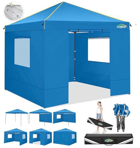 COBIZI Pavillon 3x3 Wasserdicht Stabil Faltpavillon 3x3 Profi mit 4 Seitenteilen Pop Up Pavillon Pavillon Faltbar UV-Schutz 50+ Partyzelt für Strand Hochzeit Camping, Blau