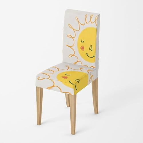 Stuhlhussen Gelbe Rote Sonne Stuhlhussen Schwingstühle Universal Stretch Hussen für Stühle Abnehmbarer Waschbarer Stuhlbezug Stühle Schutz Dekoration Stuhlhusse(8er Set)