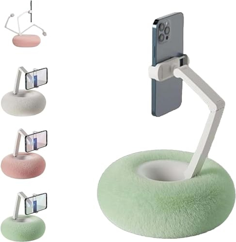 Fuzzy Plush Tablet Pillow Stand With Kindle Holder - 360° Adjustable and Flexible Stand for Phone - Soft Fabric