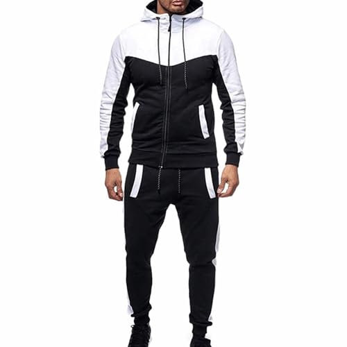 Freizeitanzug Herren Baumwolle Senioren - Jogginganzug Herren Baumwolle Mit Kapuze - Sportanzug Lange Set Trainingsanzug-Sportanzug Outdoor Jogginganzug Männer Langarm Anzug Fitness Sporthose