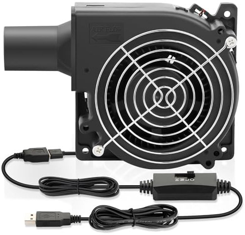 Wathai USB Cooling BBQ Blower Fan 120mm x 32mm DC Brushless Centrifugal Fan with Variable Speed Controller for Charcoal Chimney Fan for Smokers, Camping Cooking, Wood Stove, Charcoal Starter