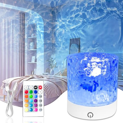 TaimeiMao Lux Ocean Lampe,Wasserwellen Lamp 16 Farbe mit USB,Polarlicht Lampe Aufladbar,Ocean Lamp mit Fernbedienung,Wasserwellenlampe Ozean,Rotierendes Nachtlicht Sternenhimmel Projektor Zimmer Deko