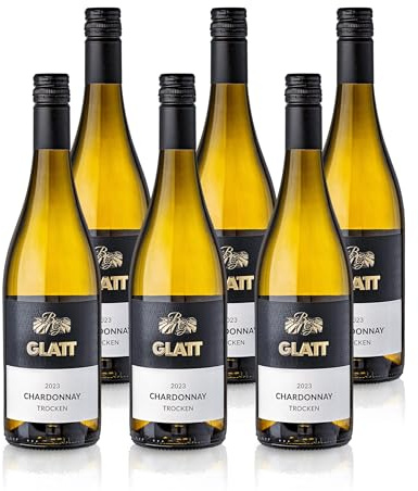 GLATT Chardonnay trocken 2023 | Quali tswein vom Kaiserstuhl/Baden, Deutschland | Fruchtig-Pikant im Geschmack | Weisswein aus der Chardonnay-Traube (6x0,75l)