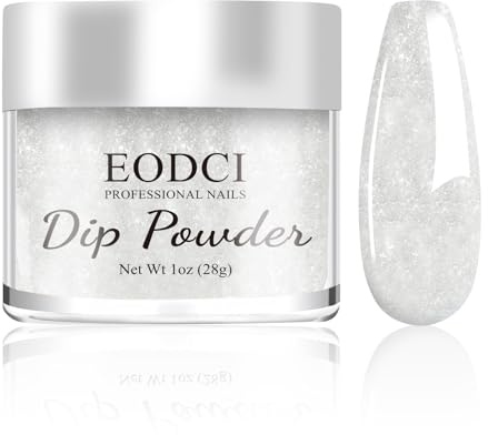EODCI 1 Oz/28g Dipping Powder Nails, Dip Pulver Nagel Starter Kit Weiß Dipping Powder Acryl Nail Puder Glitzer Powder für Nails Art Maniküre DIY Salon