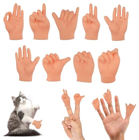 30 Pezzi Tiny Hands, Manine Piccole di Plastica Flessibili Morbide e Confortevoli, Mini Mani per Gatti Stili Multipli Disponibili Per Magia, Animali Domestici, Halloween, Scatti Fotografici (10 Stili)