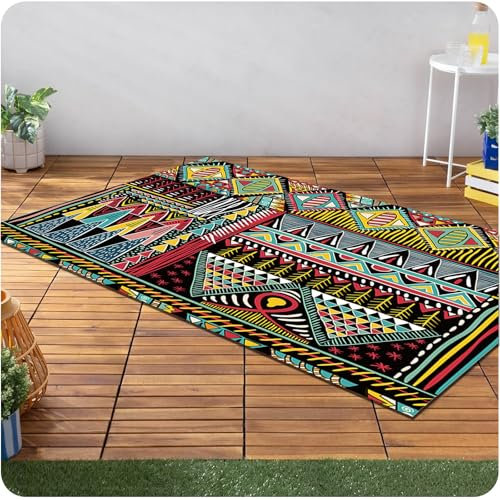GAIFNAG Küchenteppich Küchenläufer 50 x 230 cm rutschfest Waschbar Bunt Lange Vintage Schmutzfangteppich Nach Maß für Wohnzimmer Büro Schlafzimmer, I
