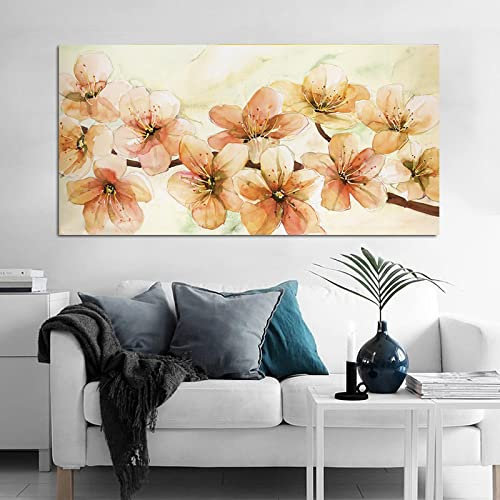 Ölgemälde mit schwarz-weiß-grauer Blume, gerahmt, 70 x 160 cm, florales Raumdekor für Wohnzimmer und Schlafzimmer