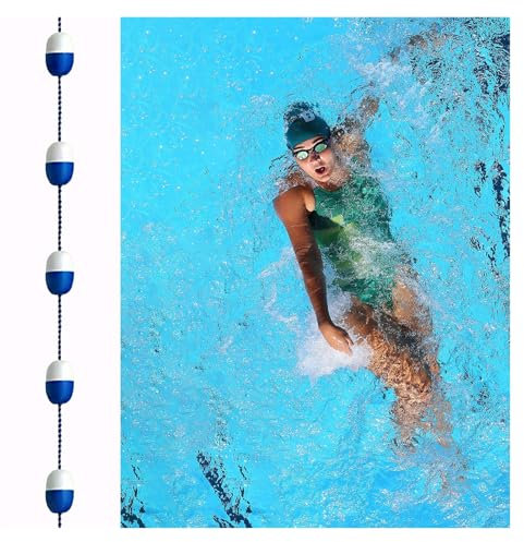 YIHANWUU Swimming Pool Safety Rope, White and Blue Swimming Pool Divider, Pool Lane Divider Withng Buoyancy, Nylon Braided Float Rope for Pools/3.7M Long/12Foot