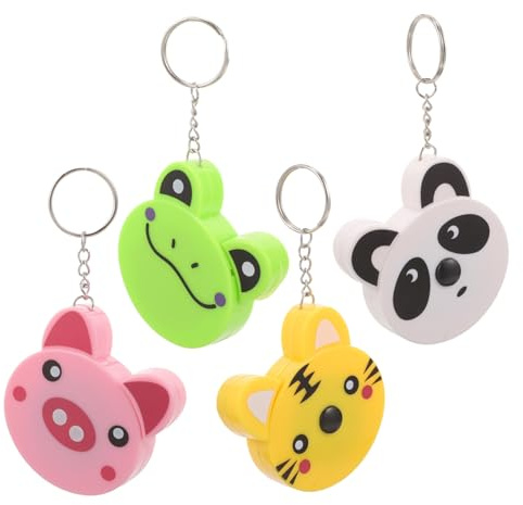 Yardenfun 4pièces Ruban Retractable Animal Mini Porte-clés Abs Jouet Pour Fille Garçon Clé Mesure Portable