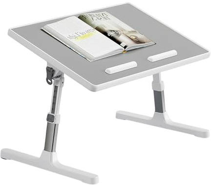 Table de Lit pour Ordinateur Portable, Table de Lit Pliable, Réglable en Hauteur et Angle, Support Lecture et Ordinateur Portable, Lapdesk Pliable Canapé/Sol, 52 x 30cm (Gris)