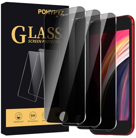 POHYPYZ 3 Stück Sichtschutz Schutzfolie für iPhone SE 2022/SE 2020/8/7， Anti-Spy Schutzglas，Sichtschutz Displayschutz，Sichtschutzfolie，Datenschutzfilter，9H Härte，Kratzfest，Bläschenfrei