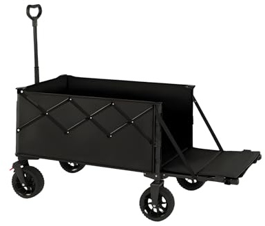 Bollerwagen faltbar 380L+ Bis 320KG Strandwagen Klappbar mit Heckklappe Regenschutz,7 cm breite Geländereifen Reflektorstreifen, Faltbarer Bollerwagen Einkaufen,Camping,Strand,Outdoor (XXL)
