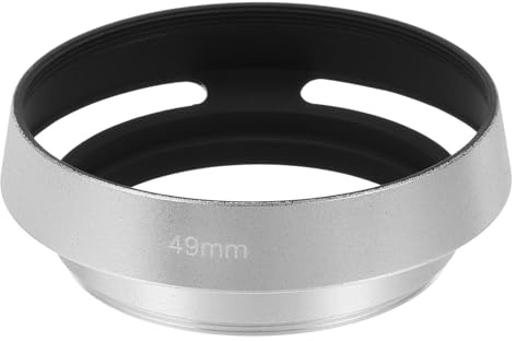 PATIKIL 49mm Lens Hood, Universal Metal Hollow Curved Screw-in Vented Lens Hoods for Fujifilm for Nikon for Pentax, Silver