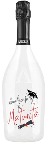 BRANDGIFT.IT Bottiglia Personalizzata Diploma Maturità Astoria Spumante Brut 75 Ml Perlage Fine Persistente Sapore Fitto Ed Equilibrato Bottiglia Prosecco Personalizzata Per Brindisi Originali