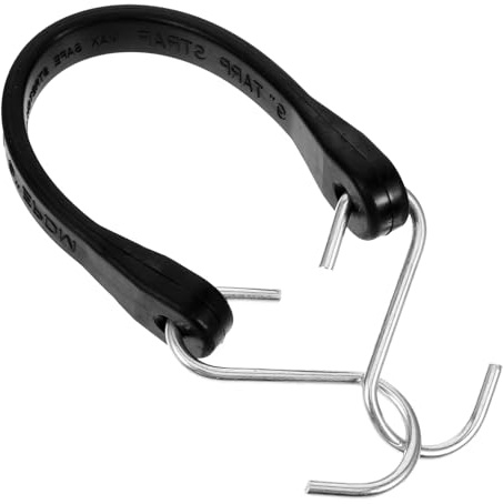 HANABASS Correa de Goma Elástica para Lona con Doble Gancho 9 Pulgadas Cuerda de Fijación de Carga Resistente para Camiones y Vehículos Recreativos Correa para Equipaje y Sujeción de