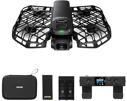 HOVERAir X1 PRO Drohne mit Kamera 4K, Faltbar Action Cam mit über 15 vollautomatischen Flugmodi, 42 KM/H, Fliegen überall mit OmniTerrain, Rückkollisions-Erkennung (Basis Kombo& Beacon）